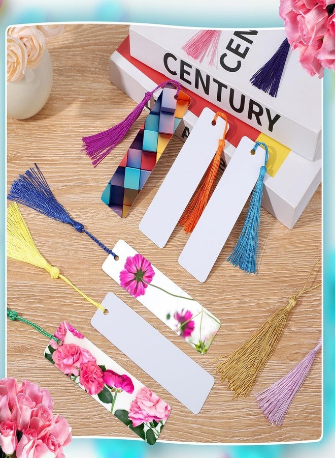 ZhouBoat 50 Sets Sublimation Blank Bookmarks, DIY Blank Aluminum Metal Bookmarks with Clear Bookmark Sleeves Tassels and Self-Sealing Bags for Crafts Birthday Reading Back to School Supplies - Image 3